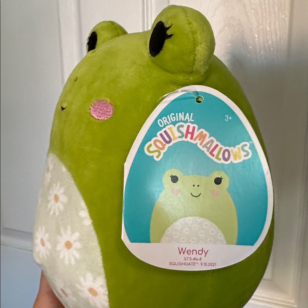 NWT WENDY Squishmallows Green Frog Plush with Floral Design - Picture 2 of 3